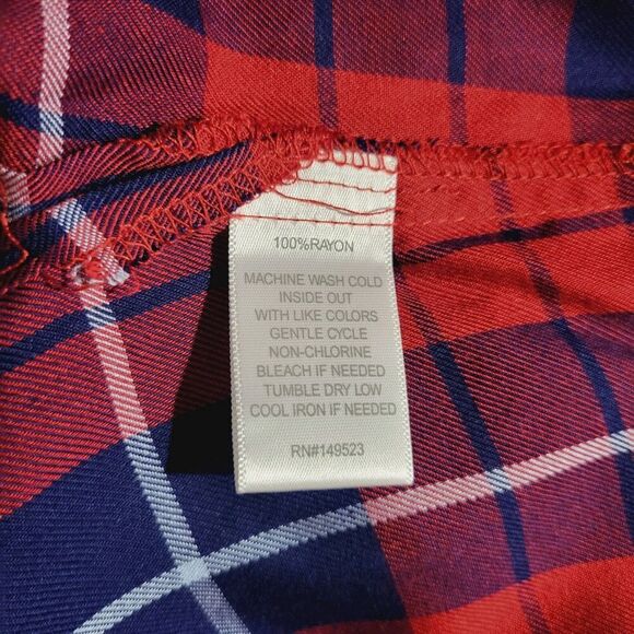 Alexander Jordan Womens XL New Plaid Popover Tunic Top- Flowy Wine/Navy $59 - Picture 4 of 7